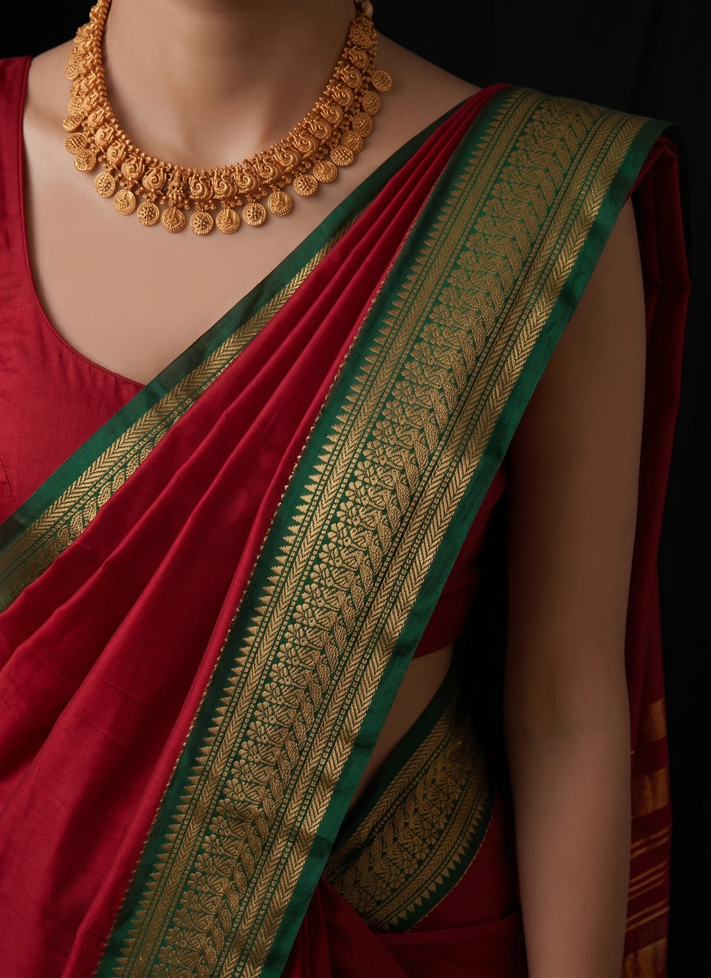 Banarasi Cotton Blend Saree (Red)