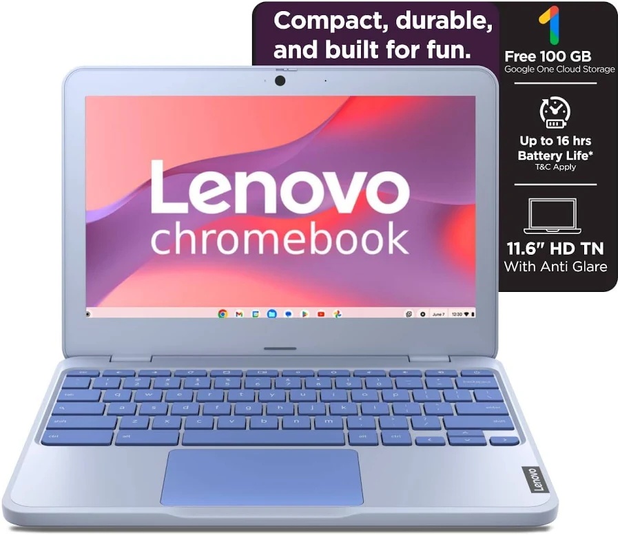 Lenovo Chromebook Intel Celeron N4500 11.6 Inch HD Blue