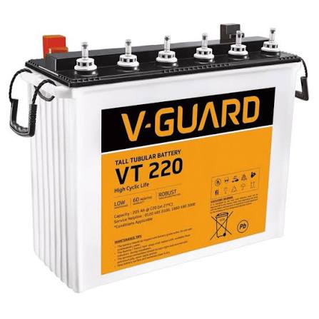 V-Guard VT220 205AH Tubular Inverter Battery ( White )