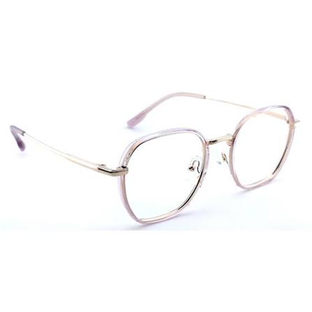 Transparent Pink Hexagon Women Eyeglasses