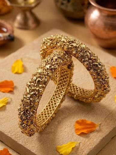 Traditional Gold Plated Unique Golden Nakshi Bangles For Women
