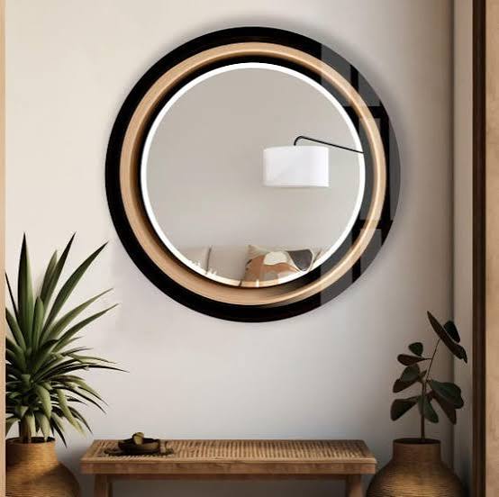 Handmade Tempered Glass Round Wall Mirror