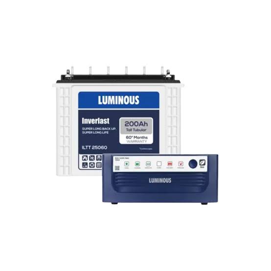 LUMINOUS Inverter 1650 + 2 Battery 200Ah combo ILTT 25060 Tubular Inverter Battery