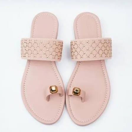 PC18709 Ladies Plain Peach Slippers