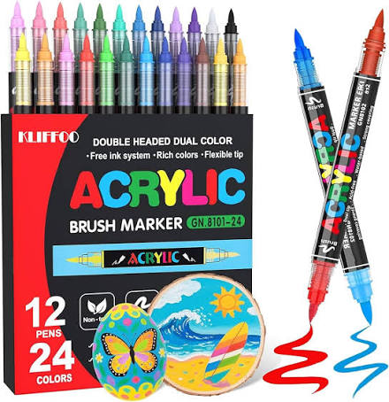 KLIFFOO 24 Colors Dual Tip Art Markers Sketch Pens