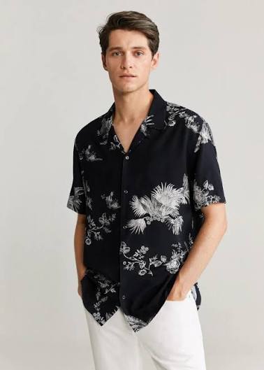 Men Hawaiian Flowy Short Sleeve Shirt