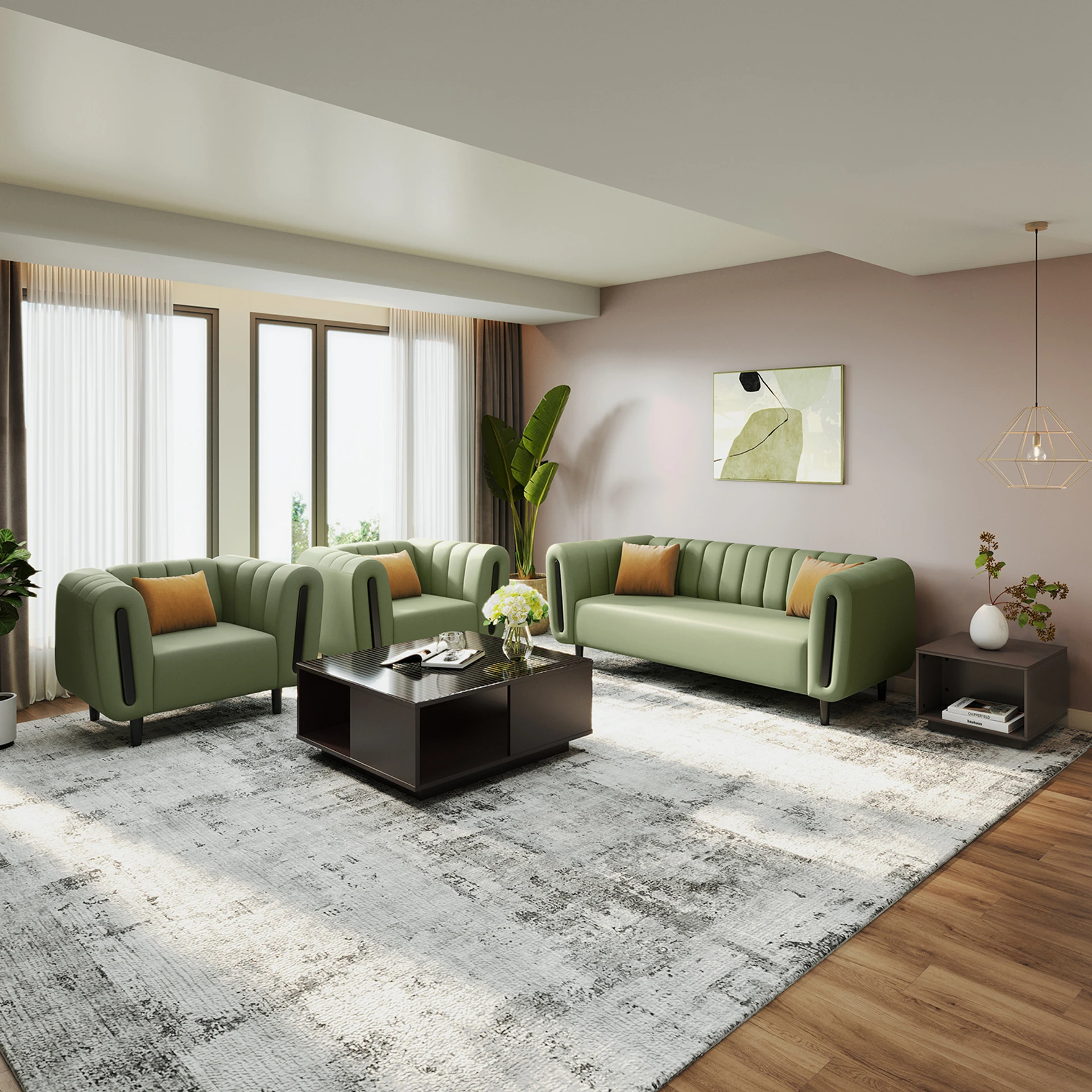 Interio by Godrej Paramount Fabric 3 + 1 + 1 Sofa Set