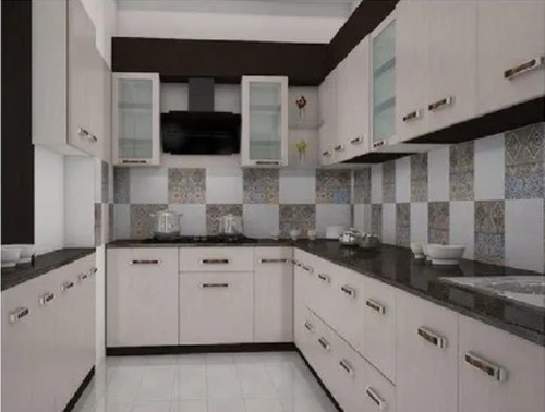 Solid Wood U-Shaped Modular Kitchen