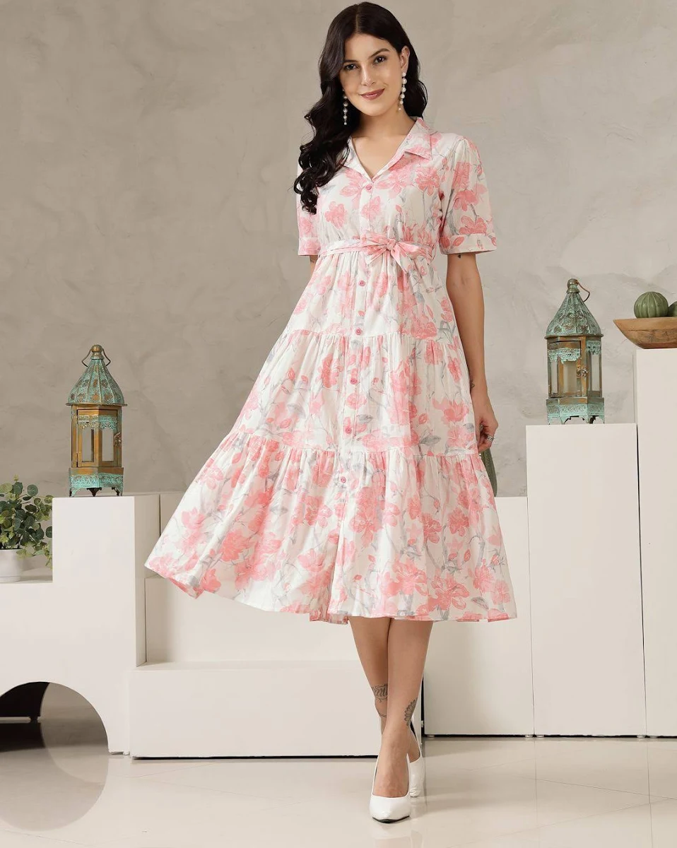 Stylum Floral Print Fit & Flare Midi Dress (XS) by Myntra