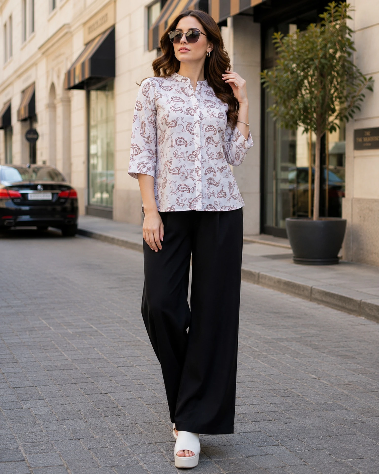 Rayon Shirt Palazzo Set