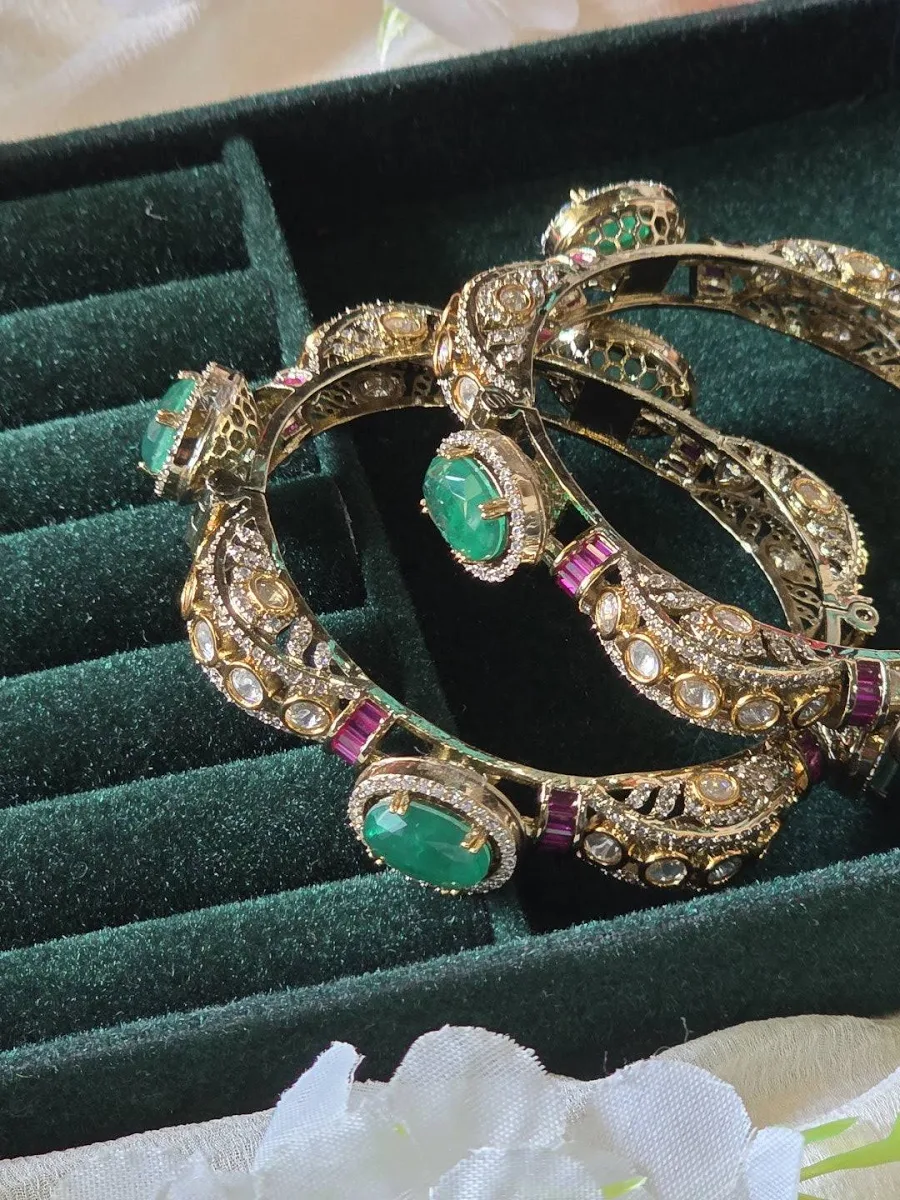 Emerald Aura Victorian CZ Kada