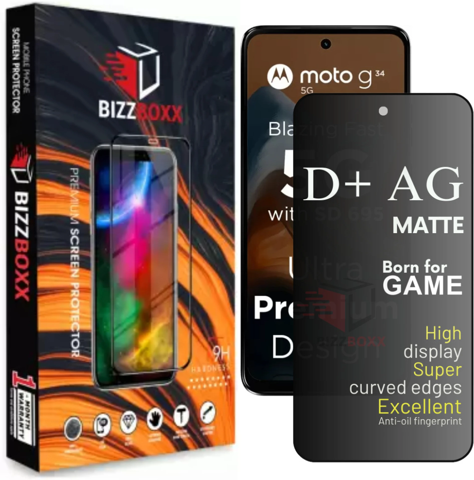 BizzBoxx Screen Guard for Motorola G34, Motorola G45