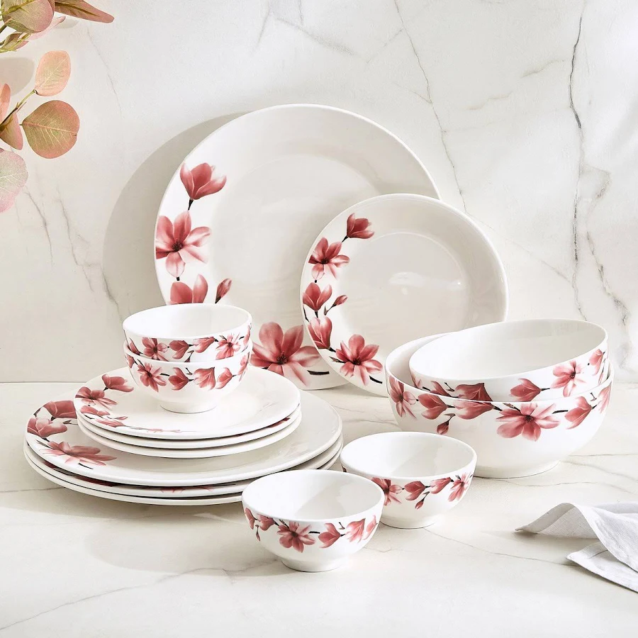Home Centre Pristine Flo Porcelain Dinner Set