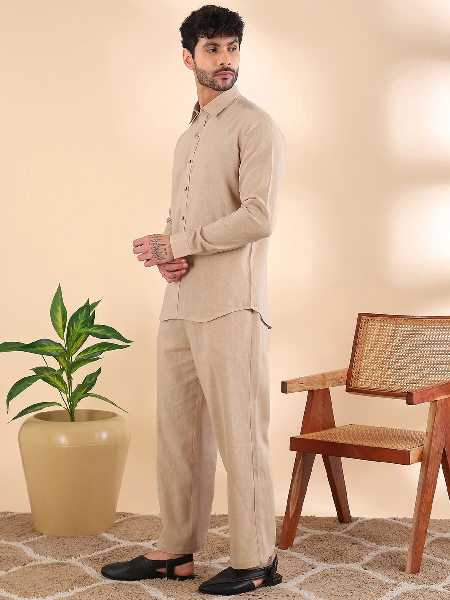 Men Linen Shirt Pant Set