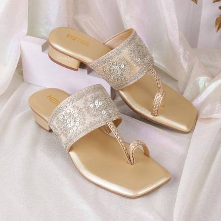 Metro Women Gold Party Slippers