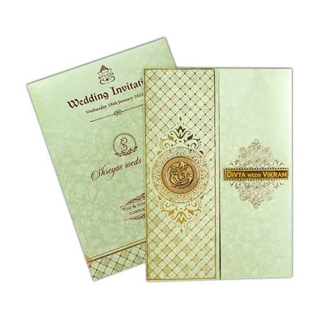 Classic Green Gatefold Wedding Card