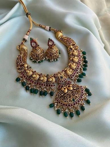 Heavy bridal Nagasi Necklace with earrings