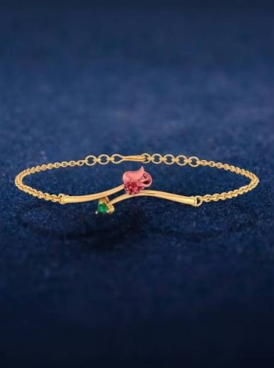 P.C. Chandra Jewellers 22KT Yellow Gold Rose Shaped Bracelet