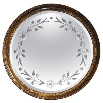 Venetian Etched Glass Frame Round Mirror
