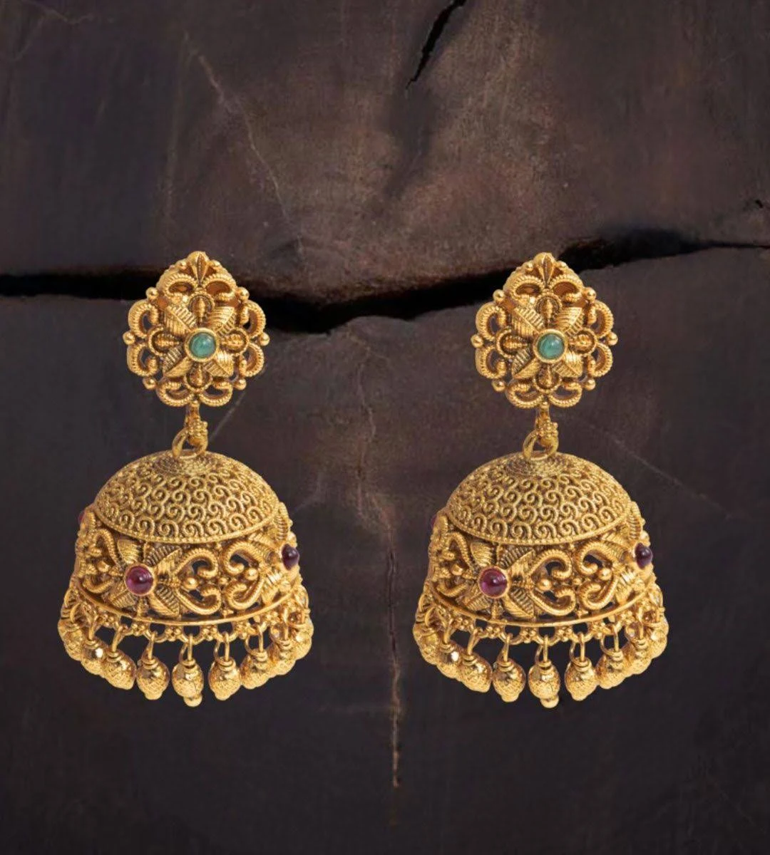 Classic Gold-Plated Temple Jhumka