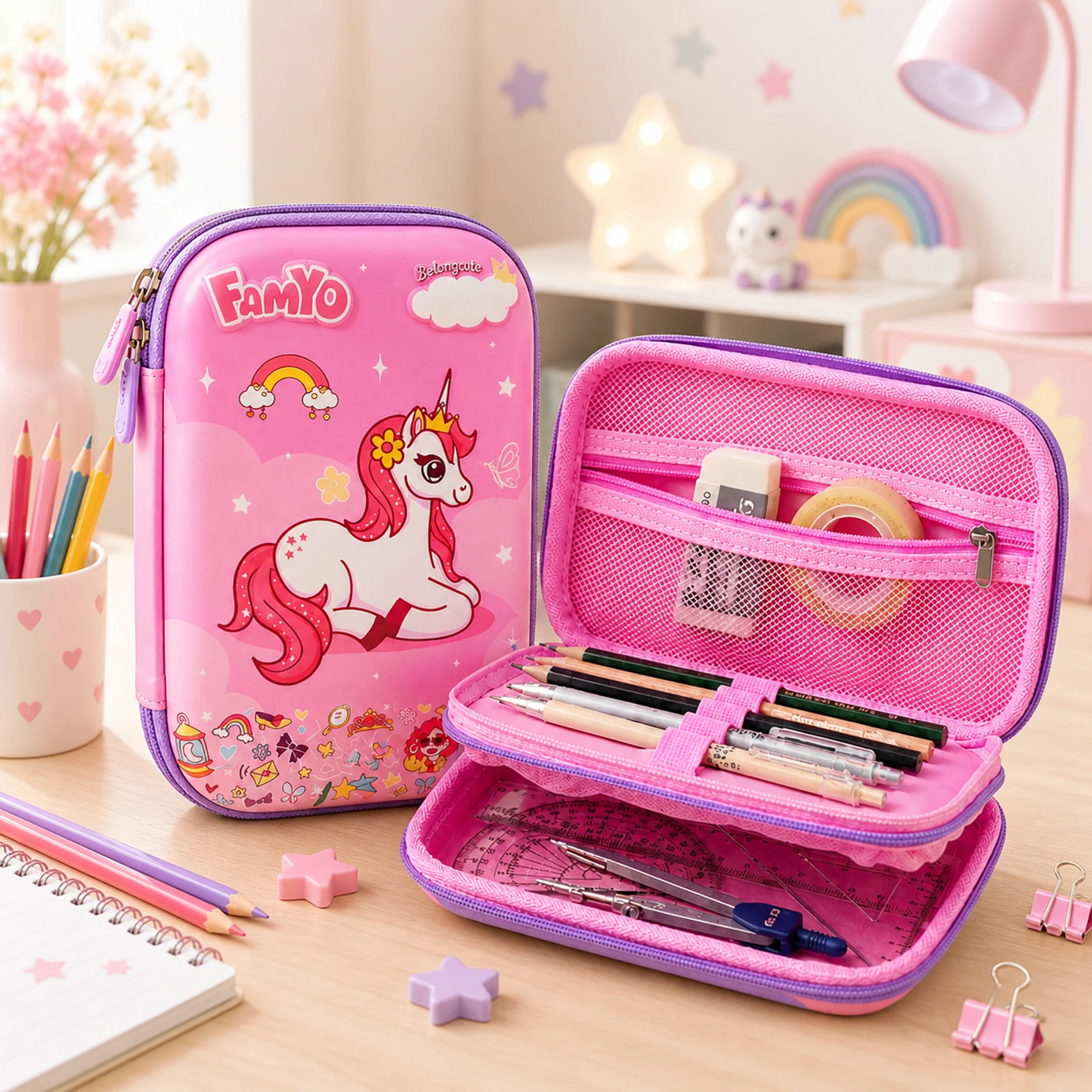 Famyoverse Unicorn Art EVA Pencil Box