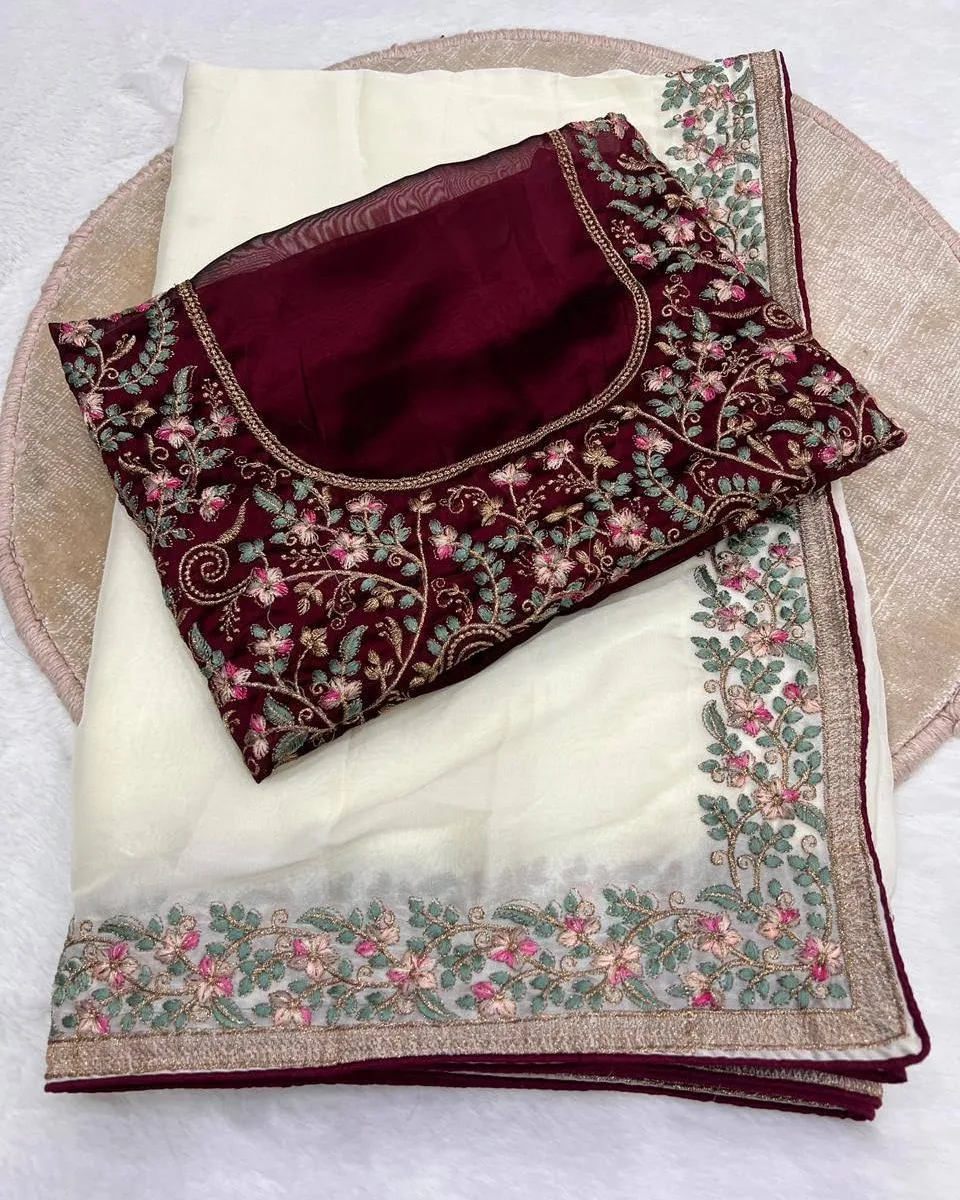 Premium Designer Handwork saree with blouse