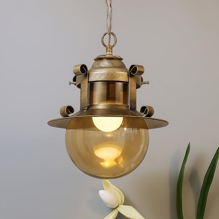 HOMESAKE Metal and Glass Ceiling Lamp