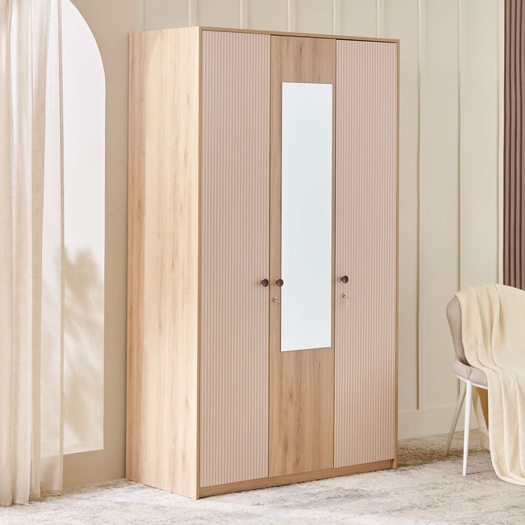 Lexus 3-Door Wardrobe with Mirror – Brown