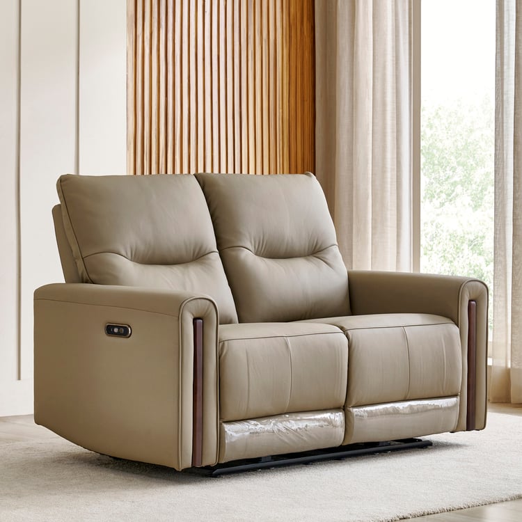 Malinda Half Leather 2-Seater Zero Gravity Electric Recliner – Taupe