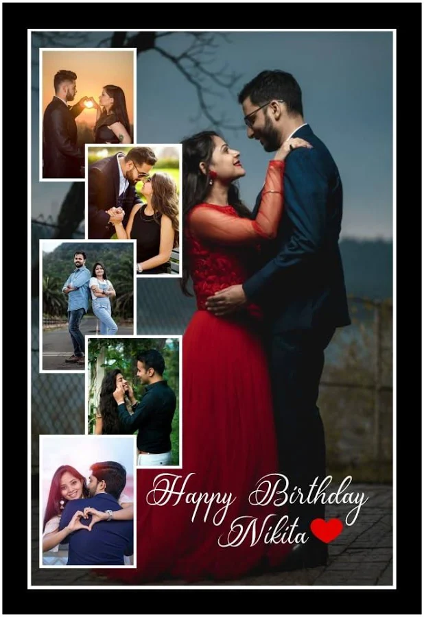 13×19 Inch Customized Black Photo Frame with 6 Photos