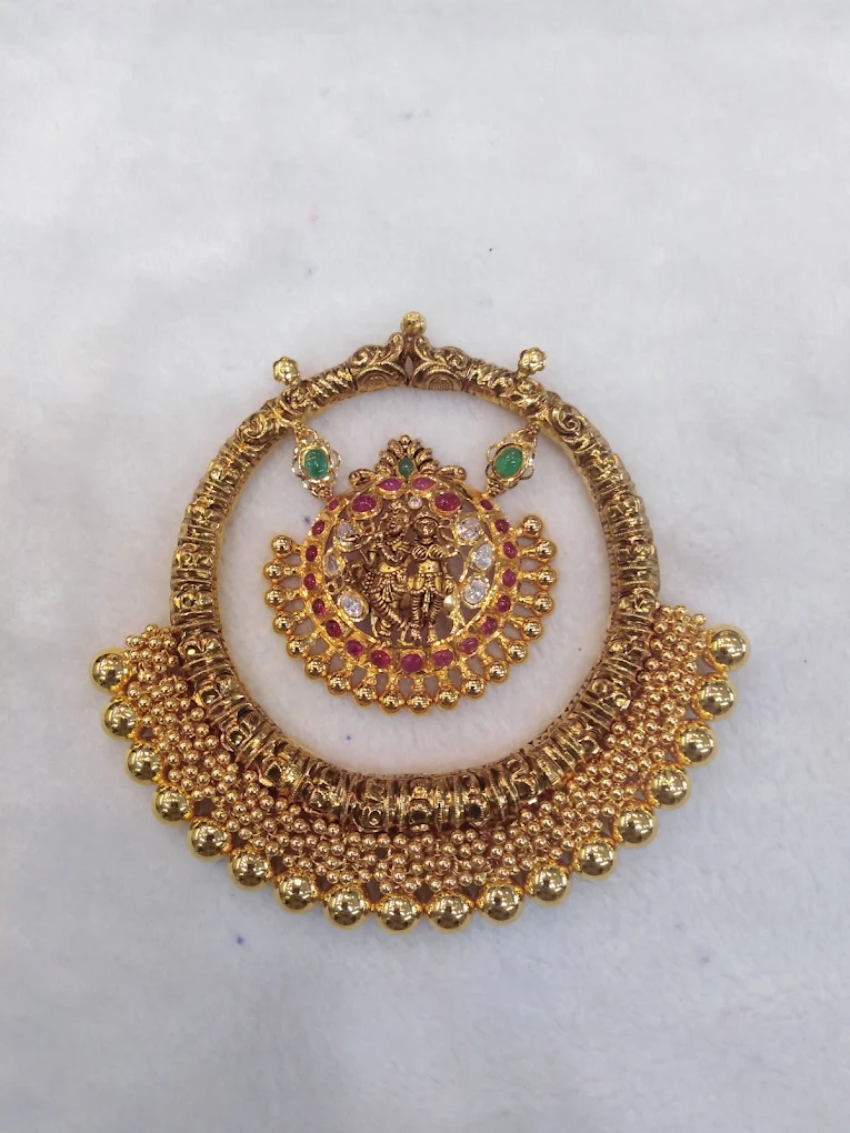 Traditional Lakshmi Temple Gold Necklace Pendant
