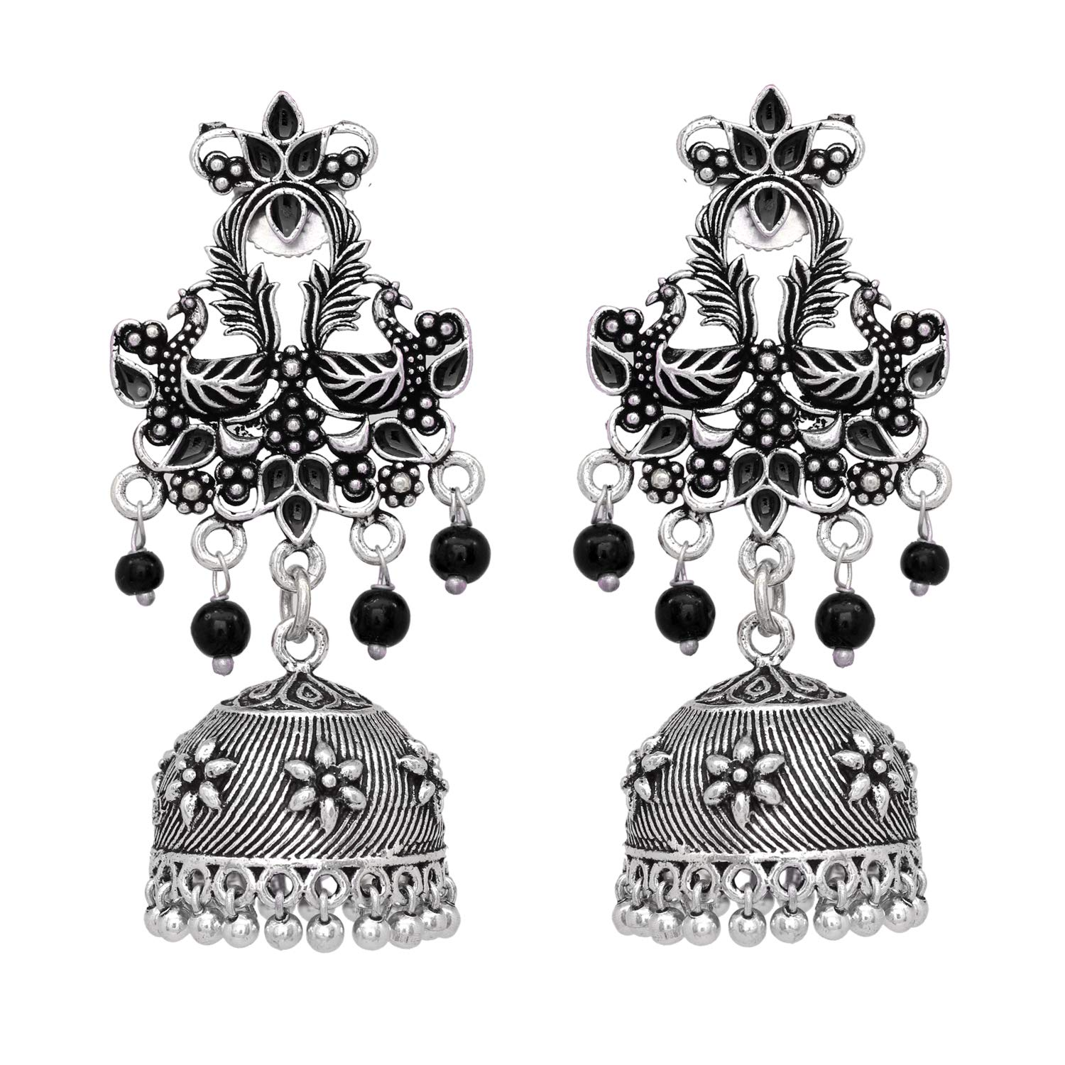 Brass Meena Work Jhumka Earrings