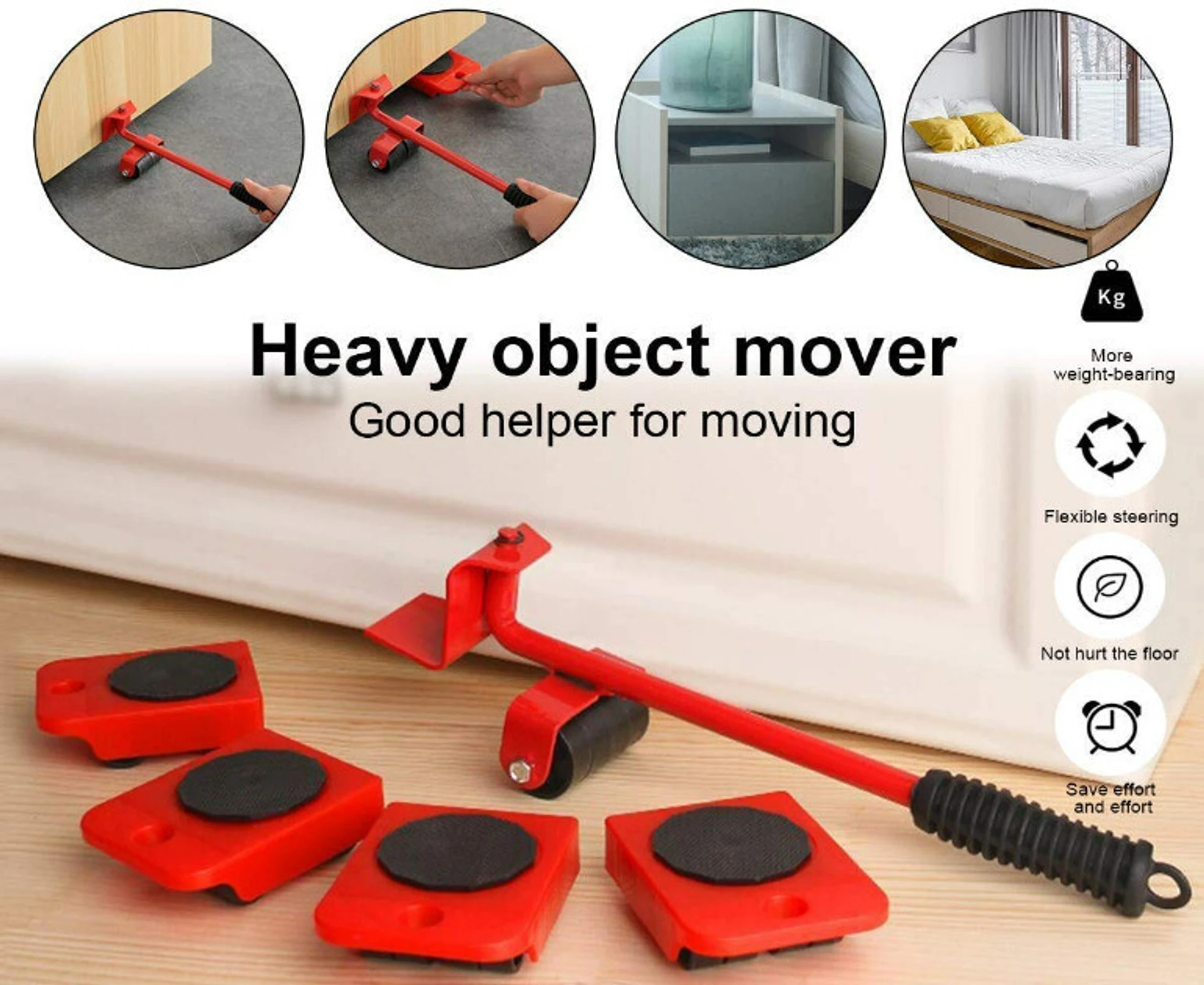 kiop Red Furniture Lifter Mover Tool Set Heavy Duty Large