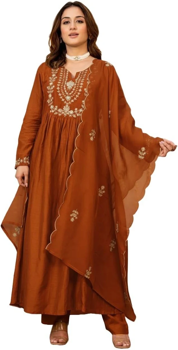 Nermosa Women Embroidery Solid A-Line Kurta