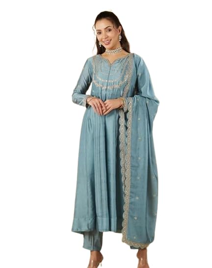 Women’s Beige Cotton Embroidered Kurta Set