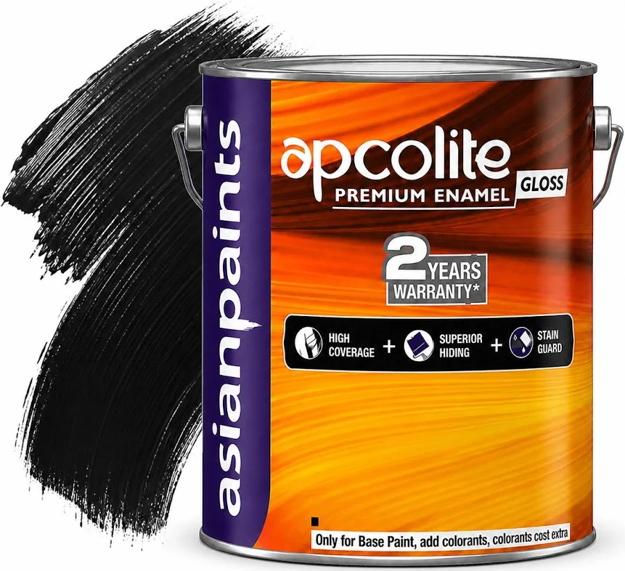 Asian Paints Apcolite Premium Glossy Enamel Black (0801) / 4 L