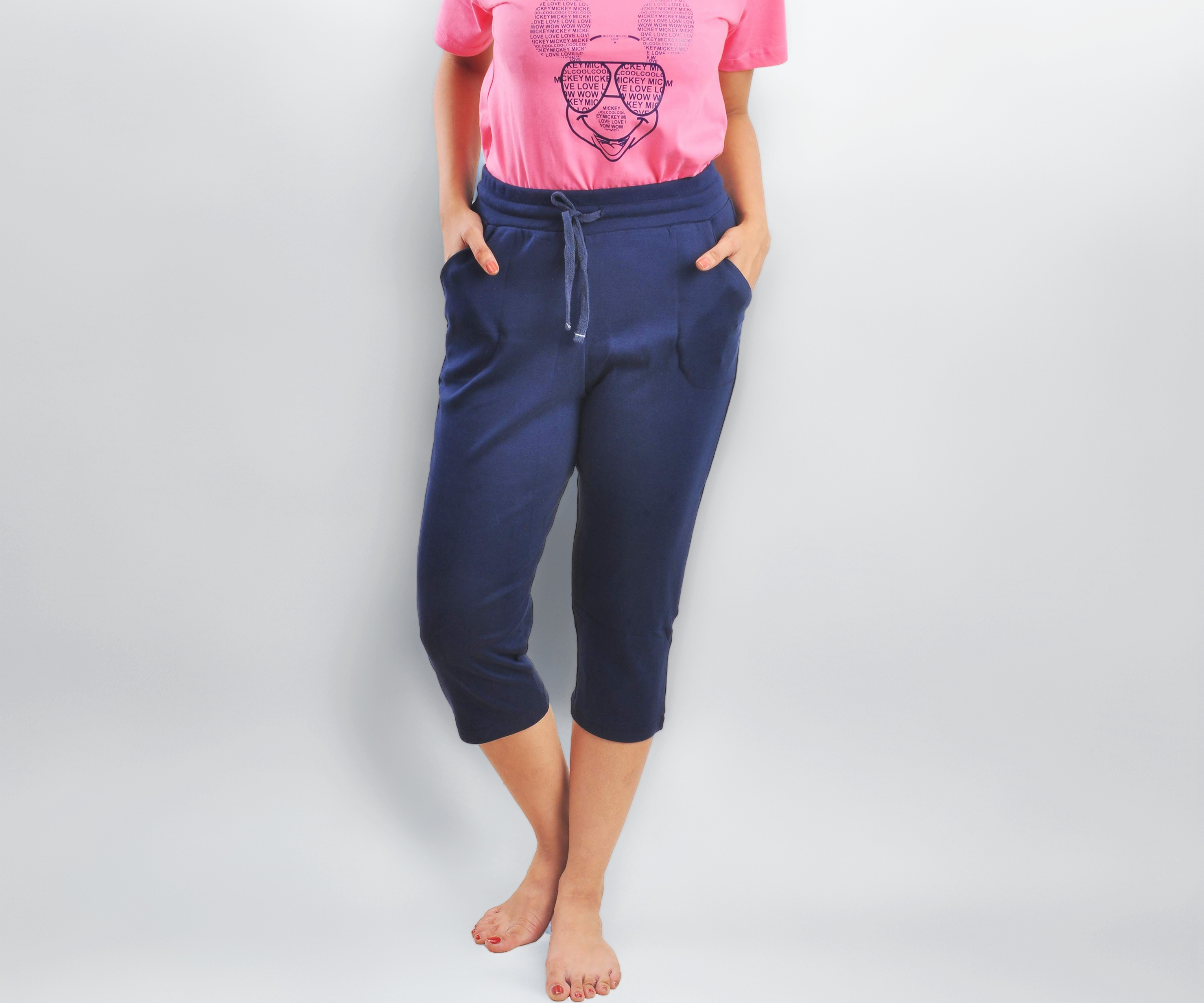 Club A9 Womens Regular Fit Solid Cotton Capri Pant