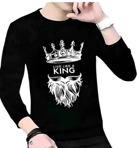 Men’s Black King Printed Short Sleeves Polyester T-Shirt