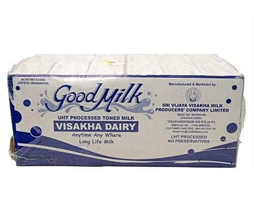 Visakha Dairy Good Milk UHT Processed Toned Milk 1 L Carton (Pack of 12)