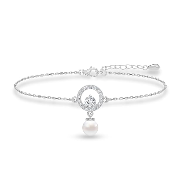 CLARA 925 Sterling Silver Dante Pearl Pendant Earrings Chain Jewellery Set