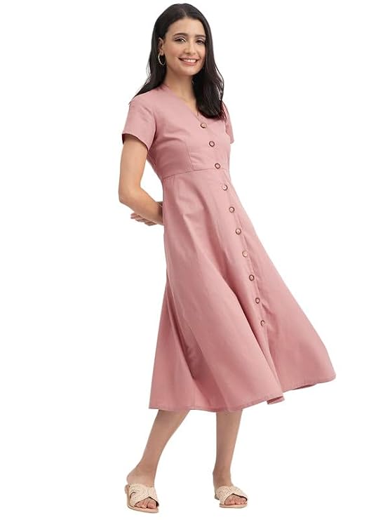 Pink Fort Women Casual Linen Blend Dress