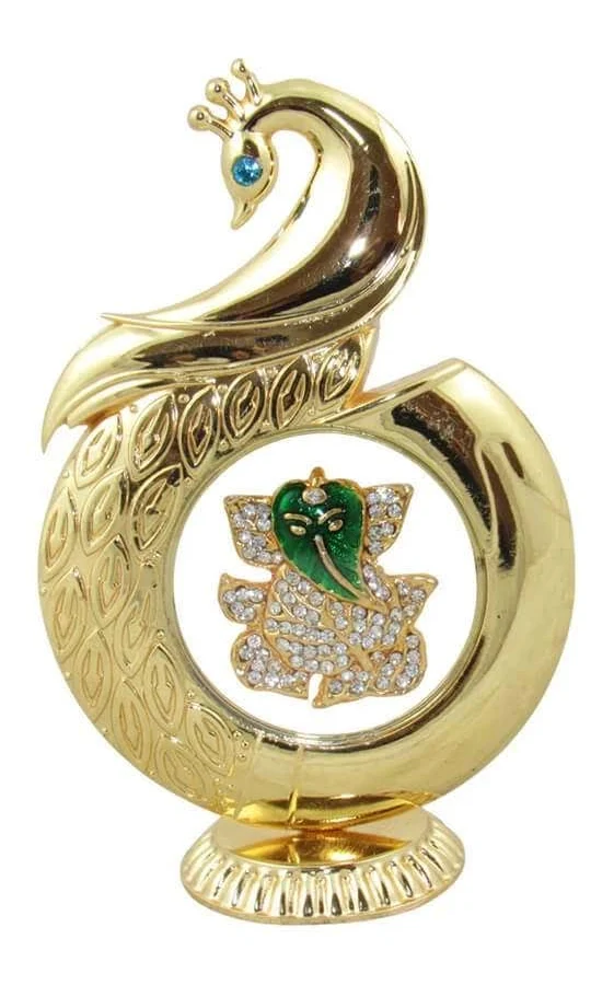 24K Gold Plated Peacock Shape Pan Ganesh