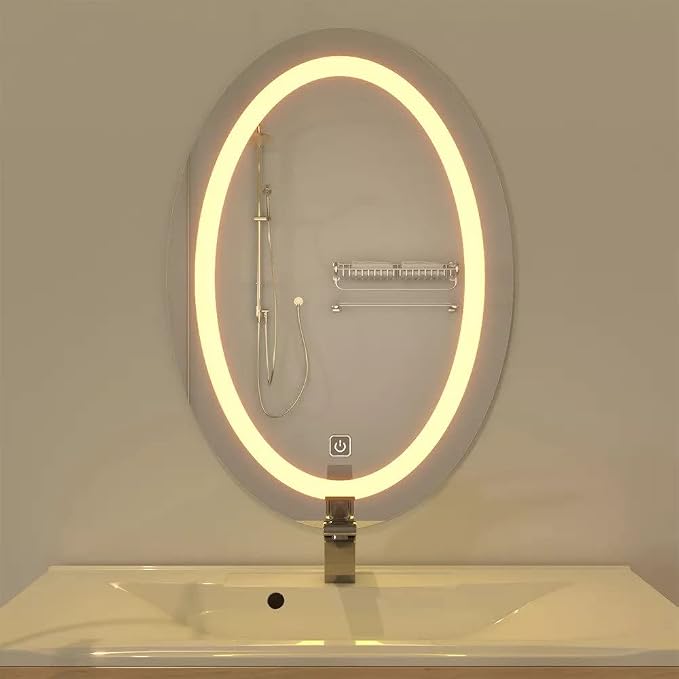 Sain Gobain Framed Oval Wall Mounted Led Mirror with Light