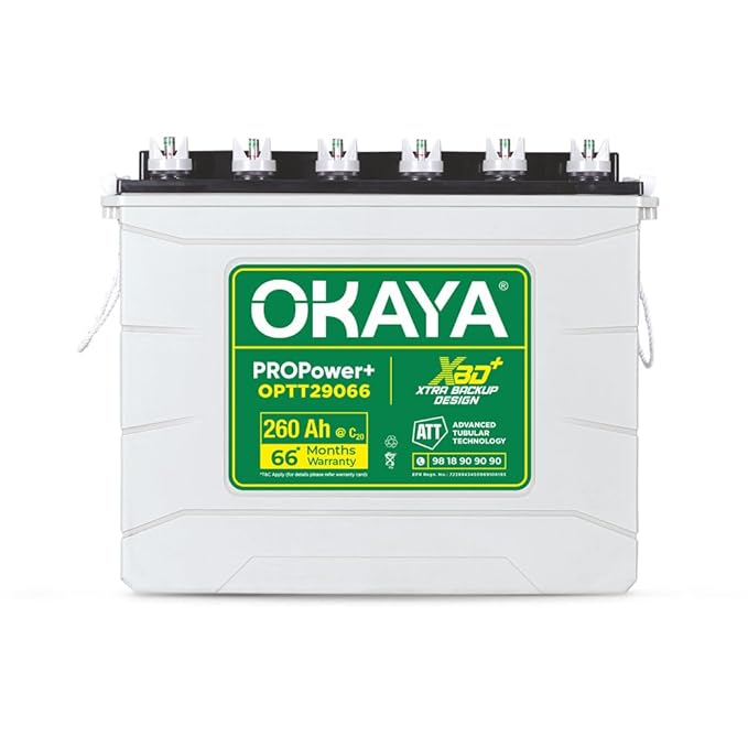 OKAYA PROPower+ OPTT29066 260Ah Advanced Tall Tubular Inverter Battery