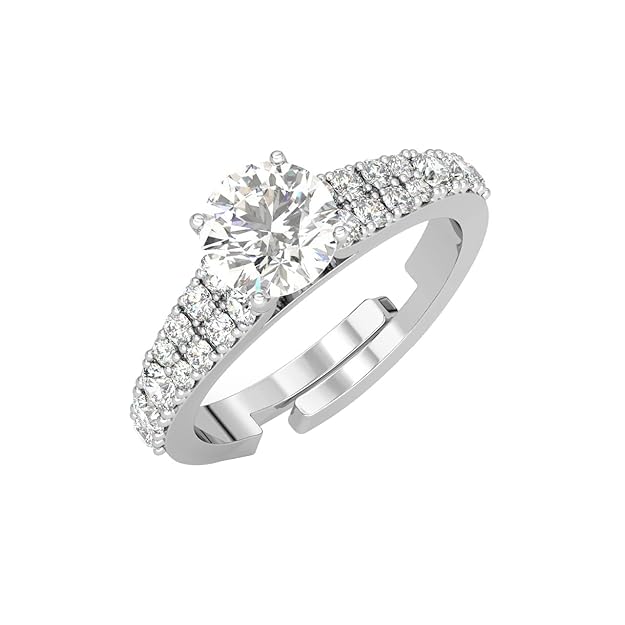 Clara 925 Sterling Silver Solitaire Ring with Adjustable Band for Women