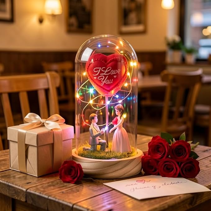15 Cm Height Eternal Love Rose Lamp with