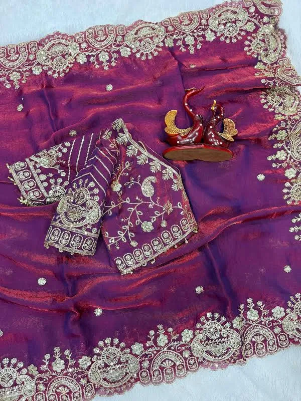 Saree for Women Space Silk Embroidered