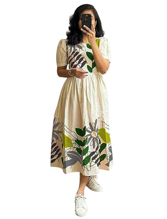 ROYALICA Women’s Pure Cotton Floral Printed Maxi Midi Western Dress