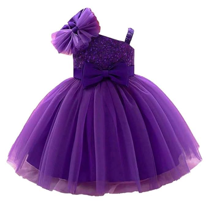 Niren Enterprise Barbet Sequence Embroidered Net Flaired Sleeve Less Baby Knee Length Girl’s Frock