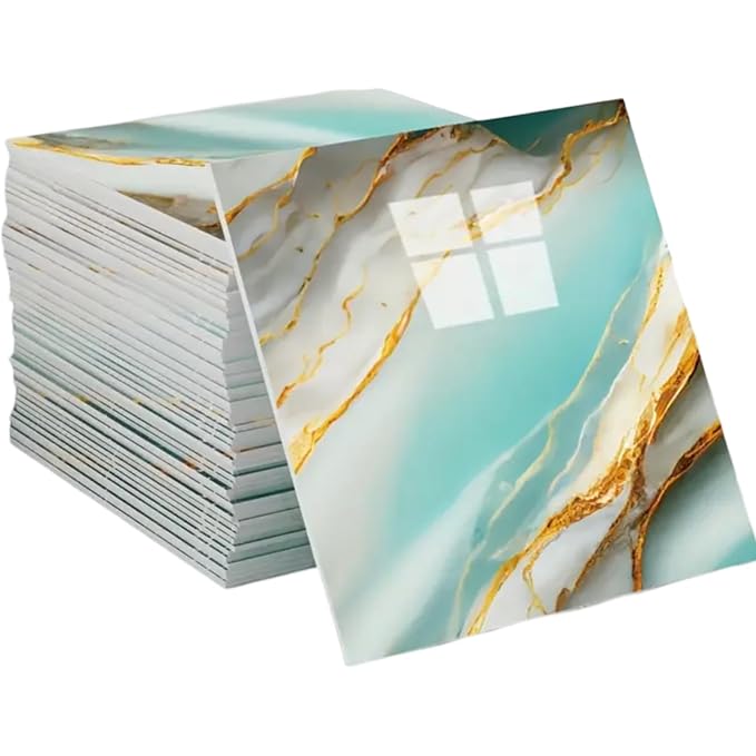 OCEANSKY Aqua Blue Abstract Design Marble UV Panels, Pack of 1